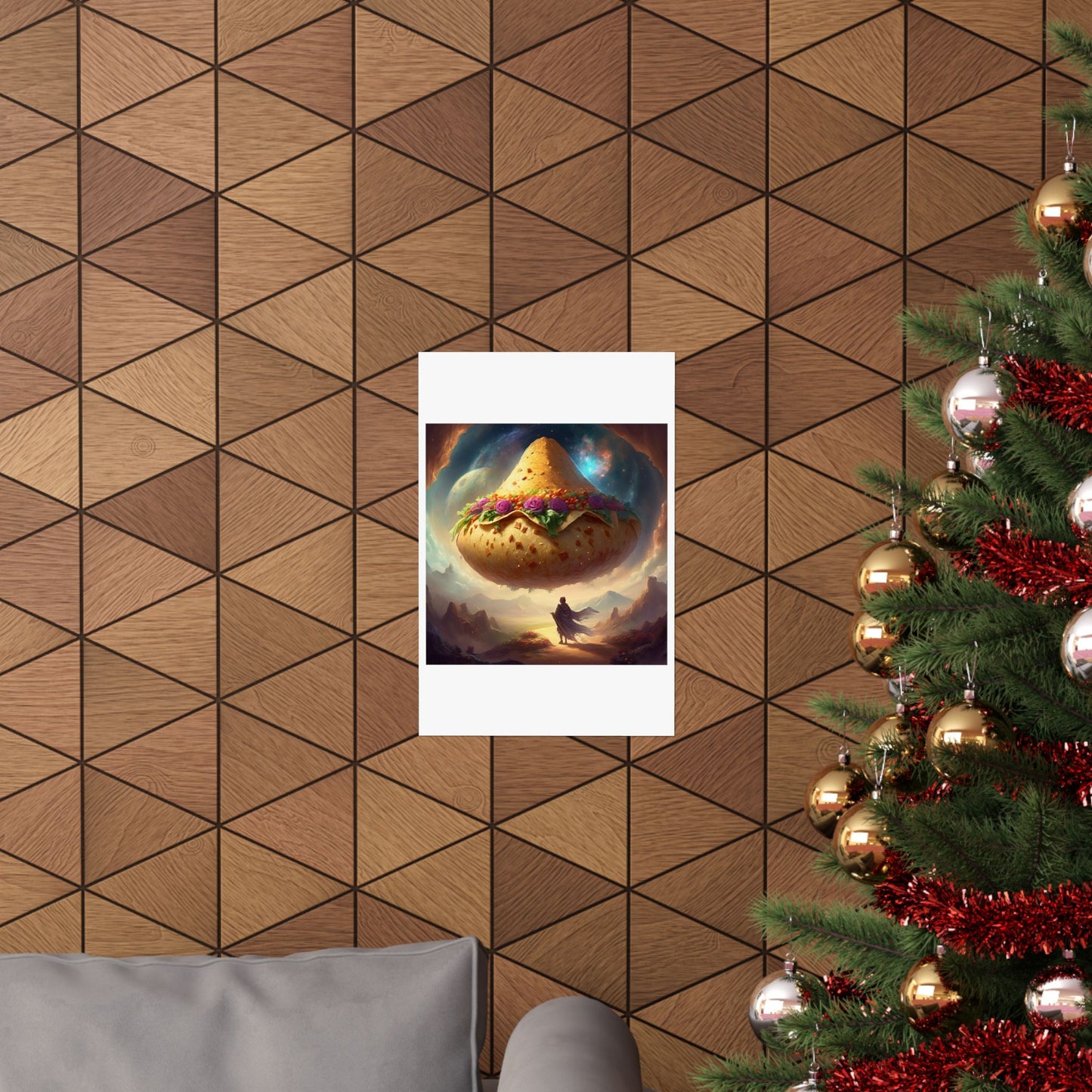 Cosmic Taco Planetoid Surreal Food Fantasy Art Poster
