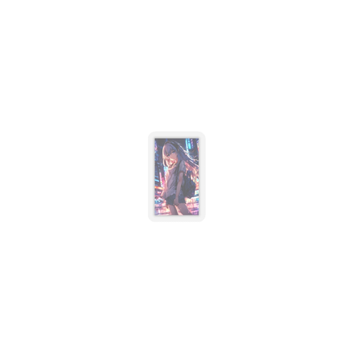 Anime City Night Heroine Portrait Neon Sticker