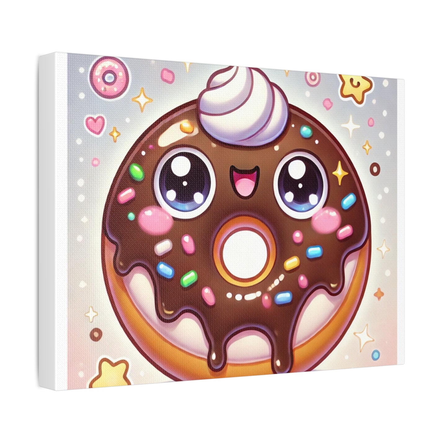 Kawaii Chocolate Donut Cute Dessert Canvas Wall Art
