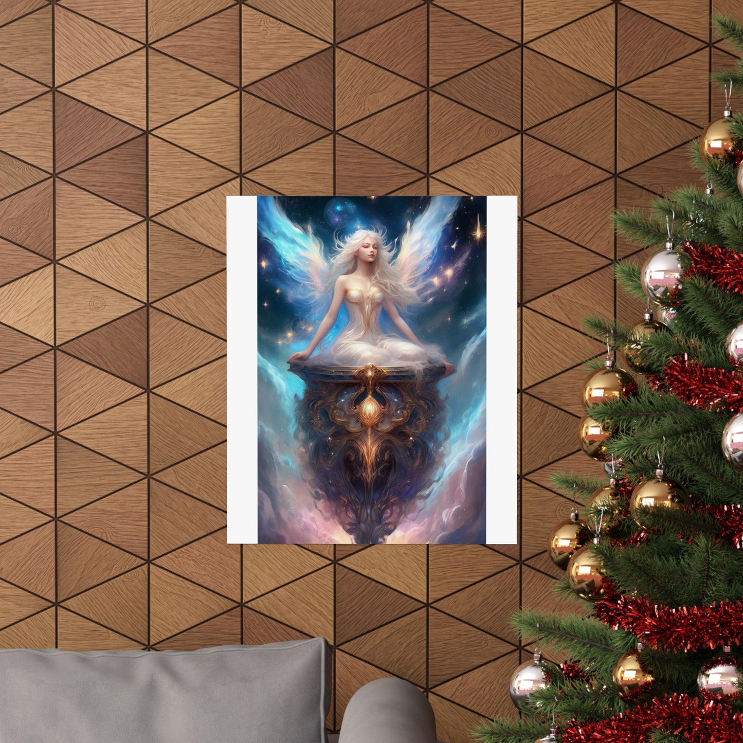 Celestial Winged Meditation Fantasy Portrait Poster