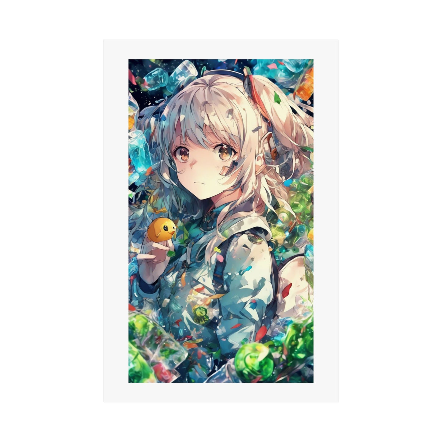 Crystal Bottle Anime Portrait Colorful Wall Poster