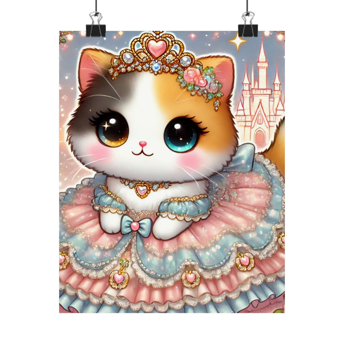 Pastel Princess Calico Cat Fantasy Wall Art Poster