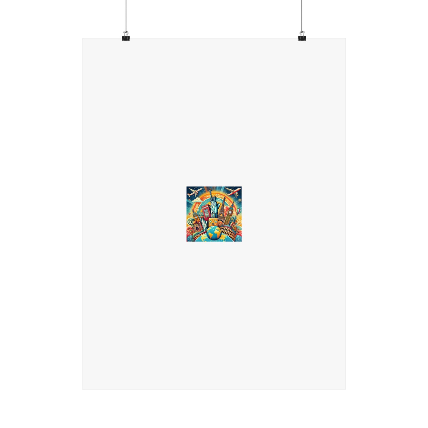 Global Landmark Adventure Collage Colorful Travel Poster