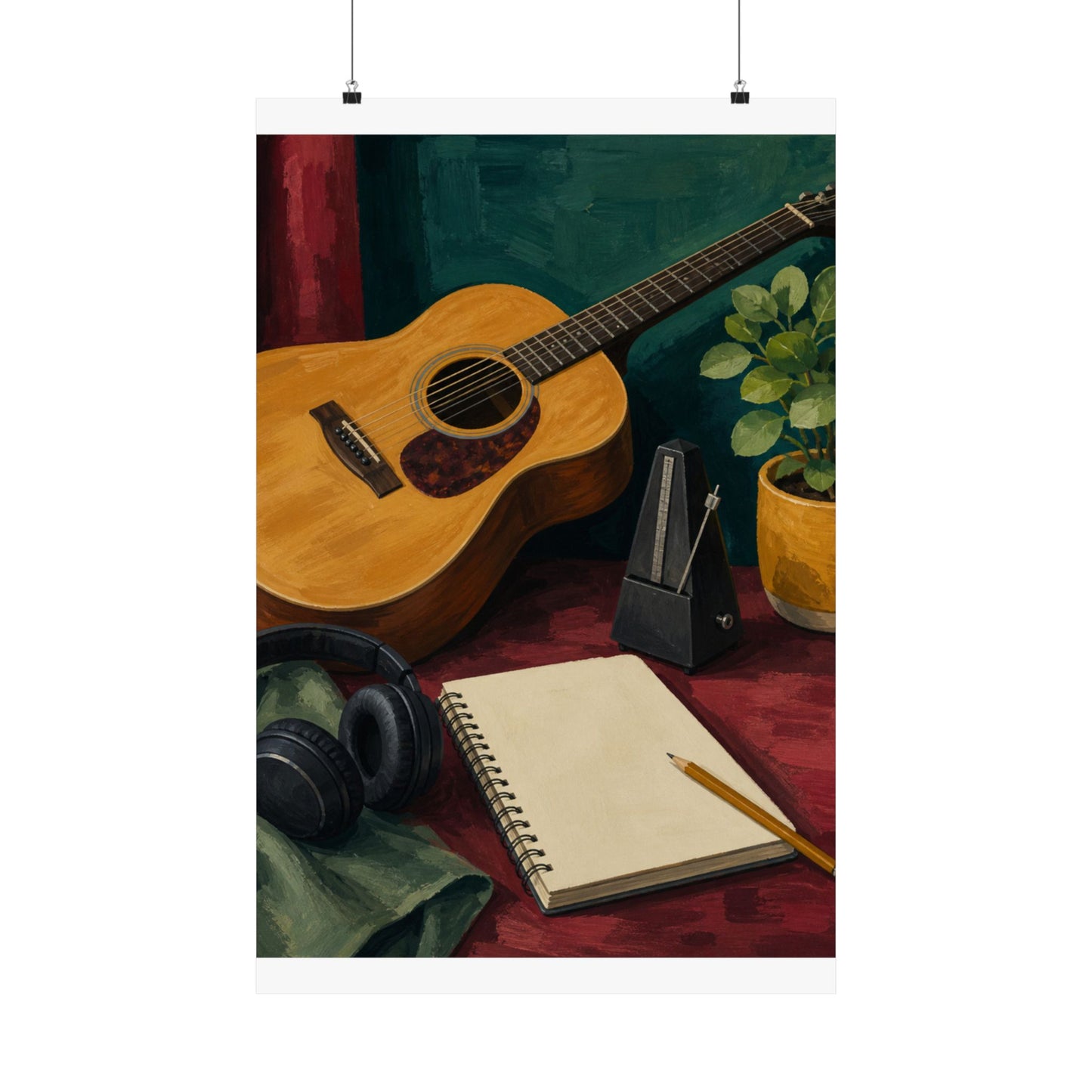 Cozy Acoustic Music Practice Art Poster