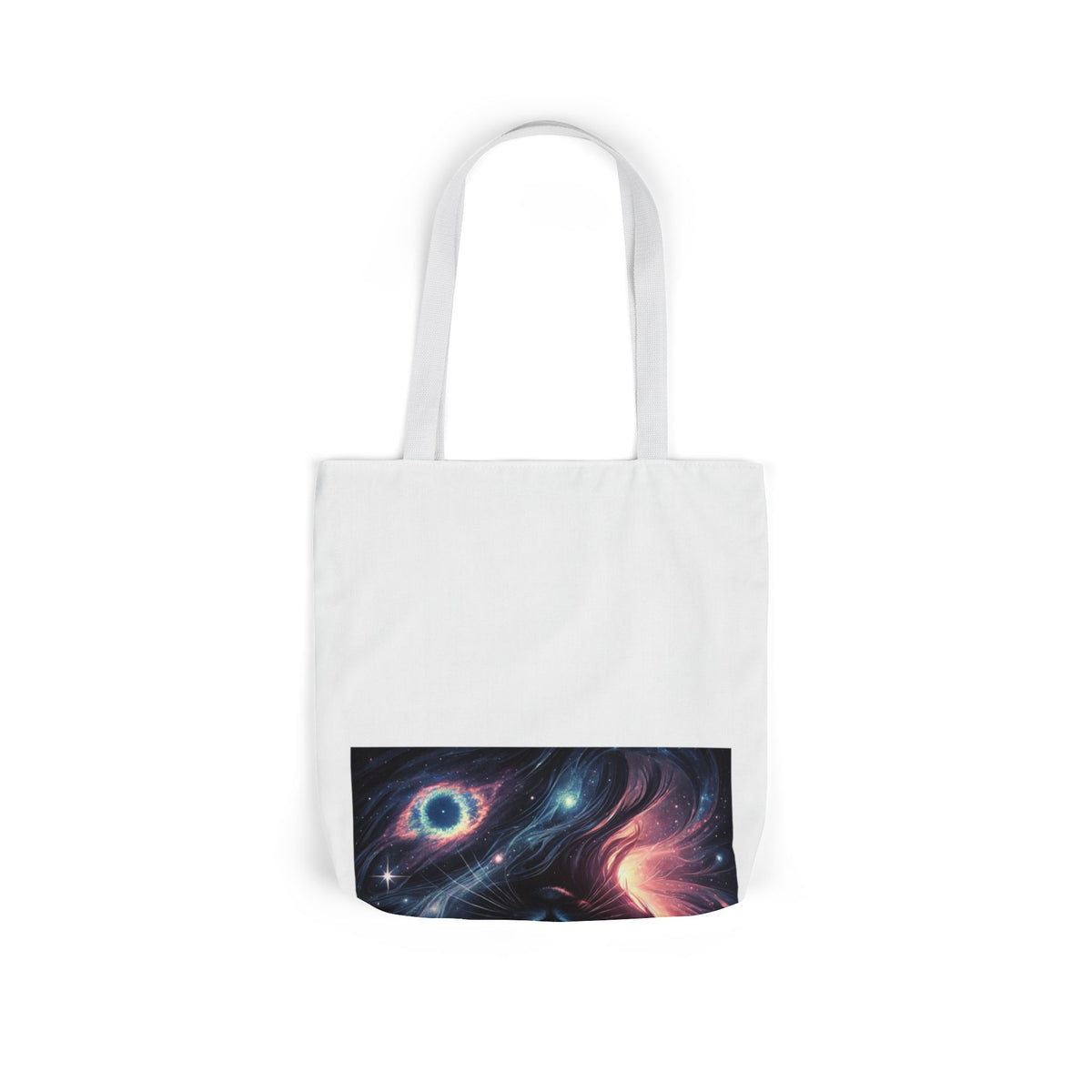 Cosmic Black Cat Galaxy Celestial Canvas Tote Bag