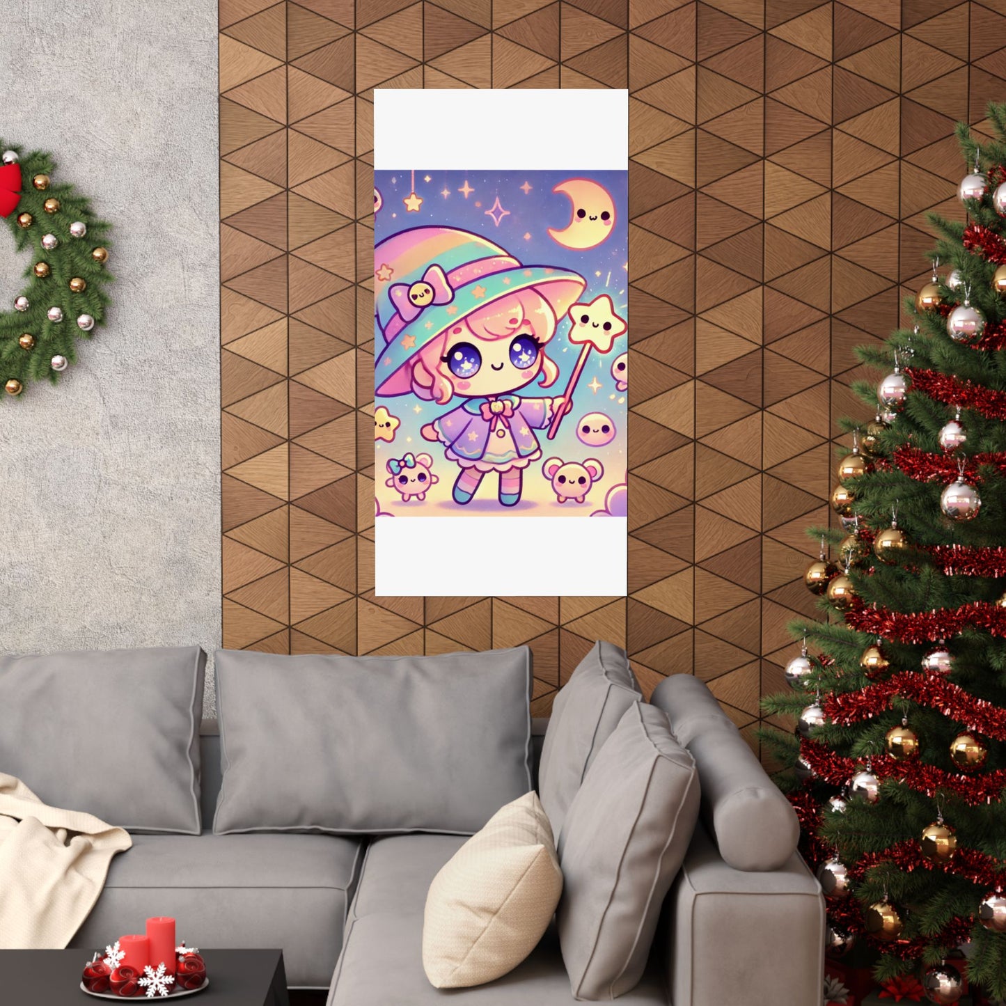 Kawaii Moon Wand Pastel Fantasy Wall Art Poster