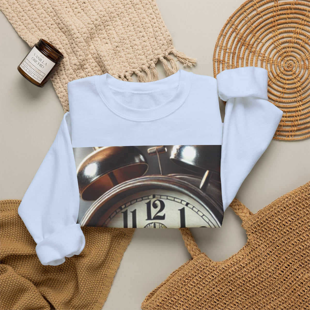 Vintage Alarm Clock Morning Routine Soft Sweatshirt
