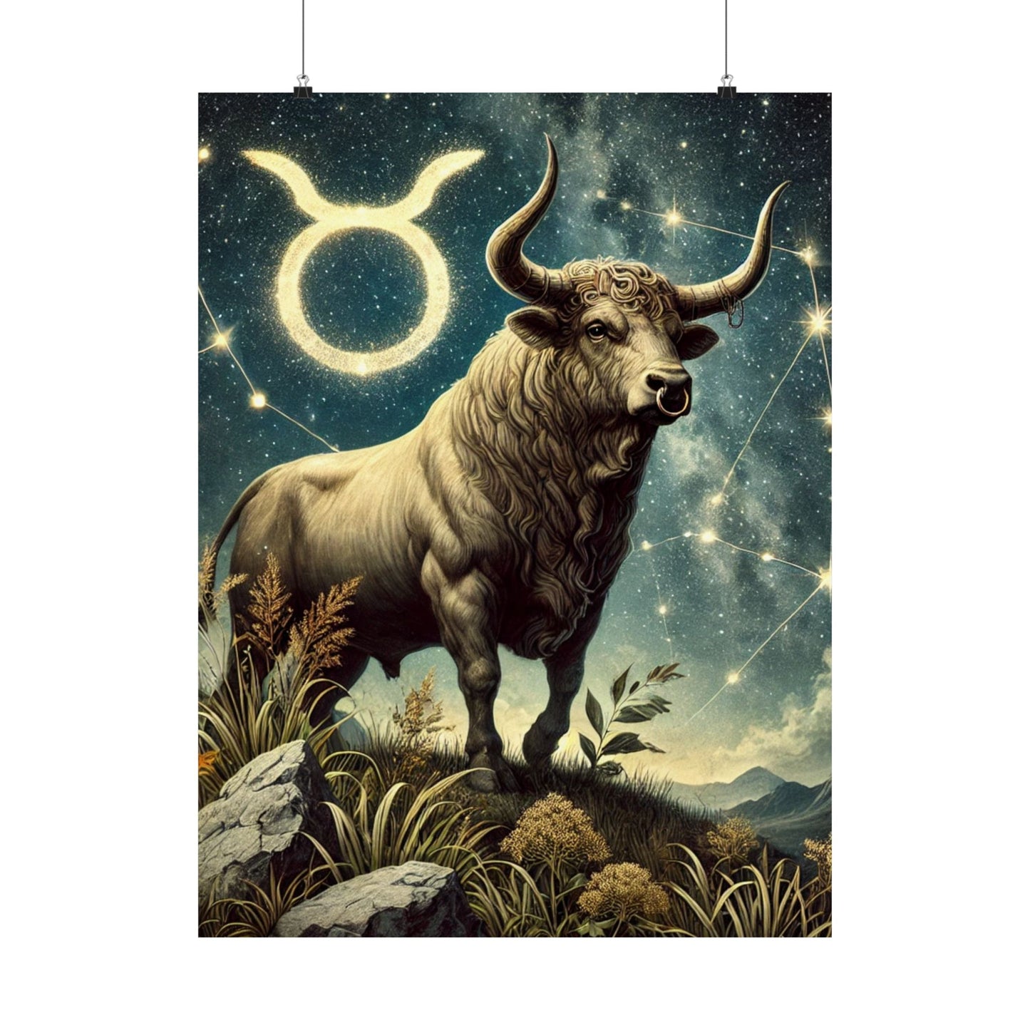 Taurus Bull Constellation Celestial Wall Art Poster
