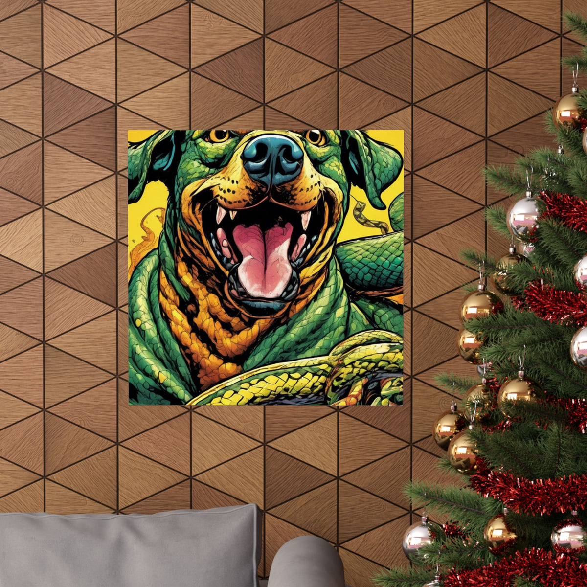 Surreal Serpent Hound Dark Fantasy Wall Art Poster