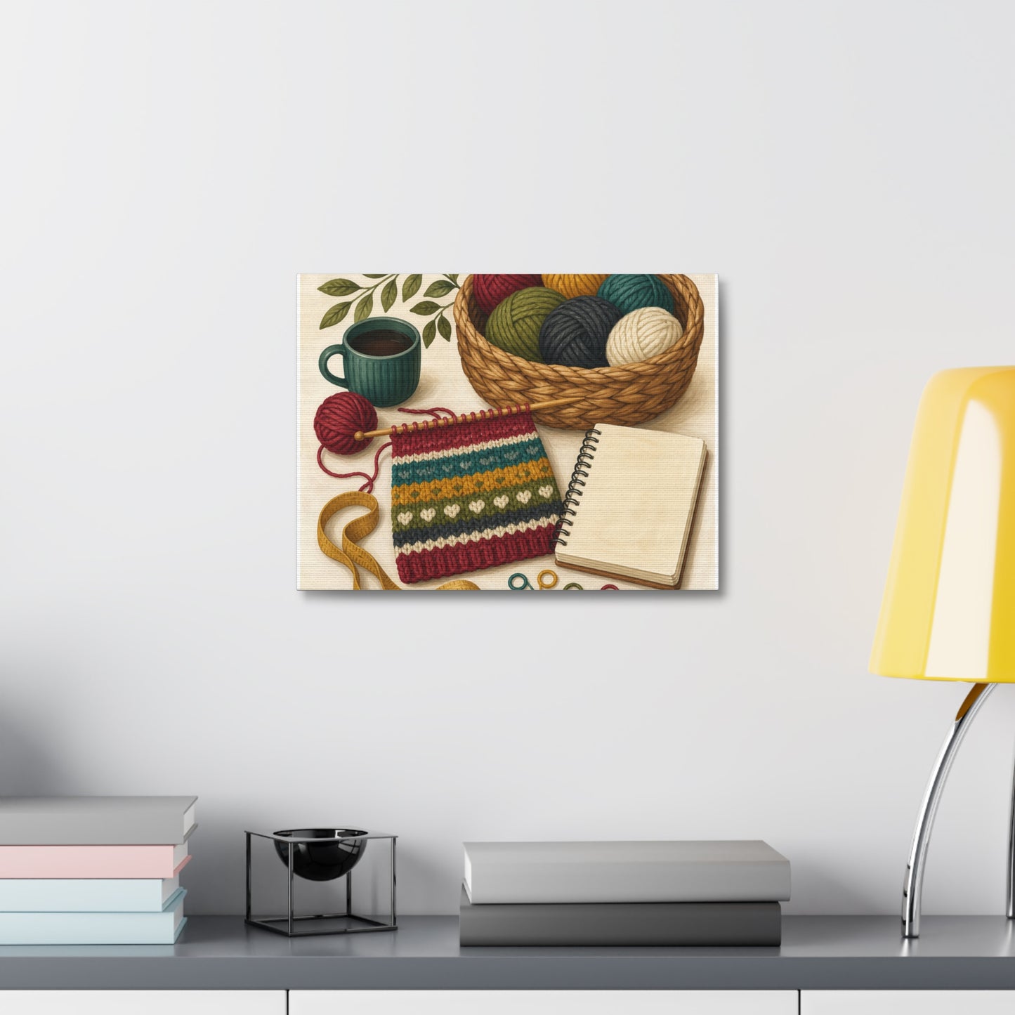 Cozy Knitting and Yarn Hobby Art Canvas Art