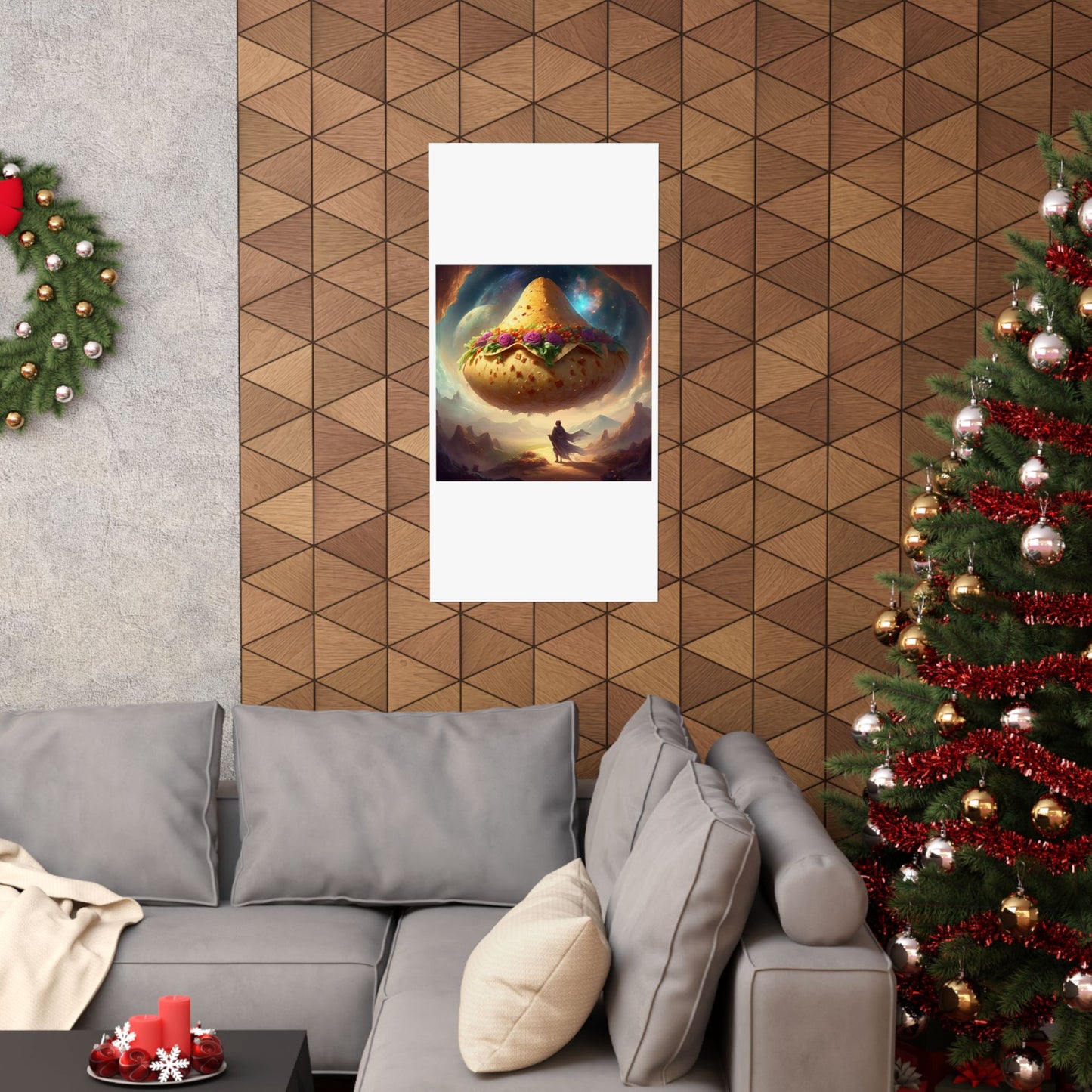Cosmic Taco Planetoid Surreal Food Fantasy Art Poster