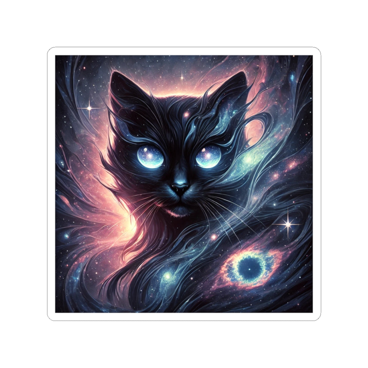 Cosmic Black Cat Galaxy Celestial Sticker