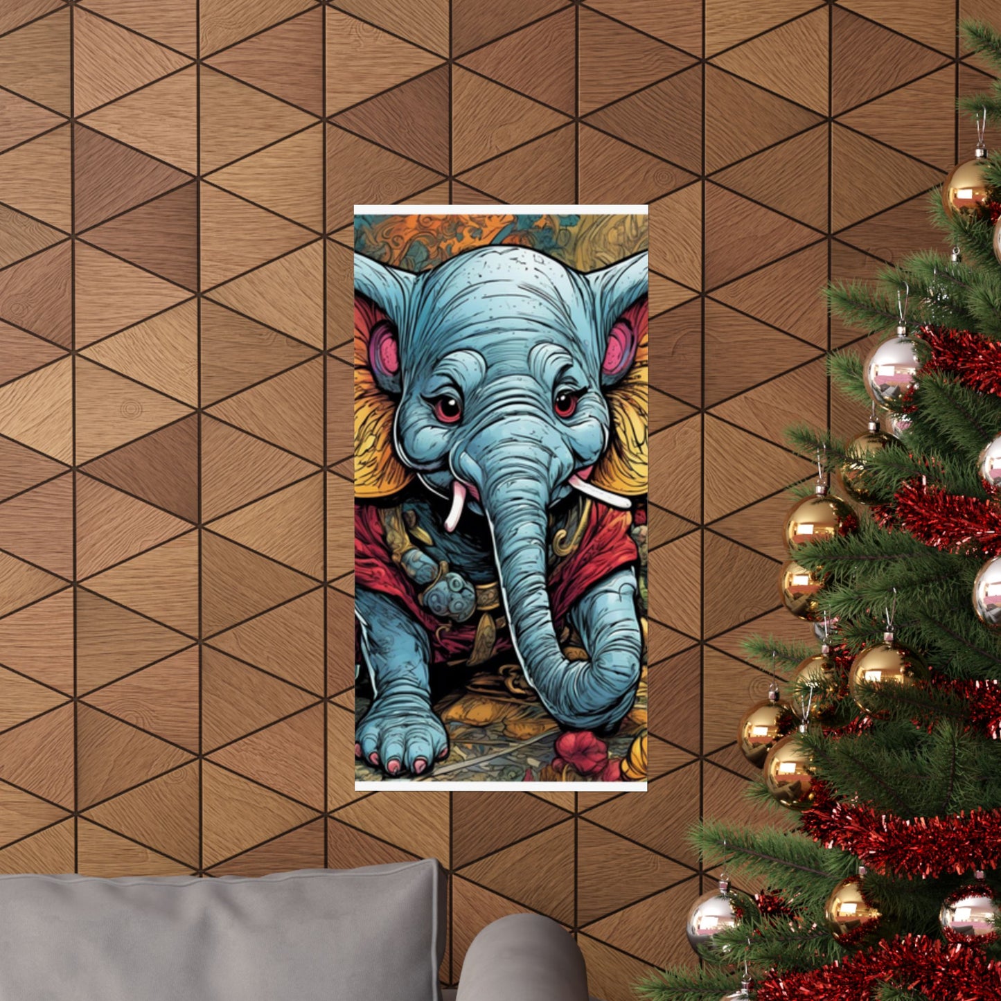 Colorful Elephant Garden Parade Wildlife Wall Art Poster
