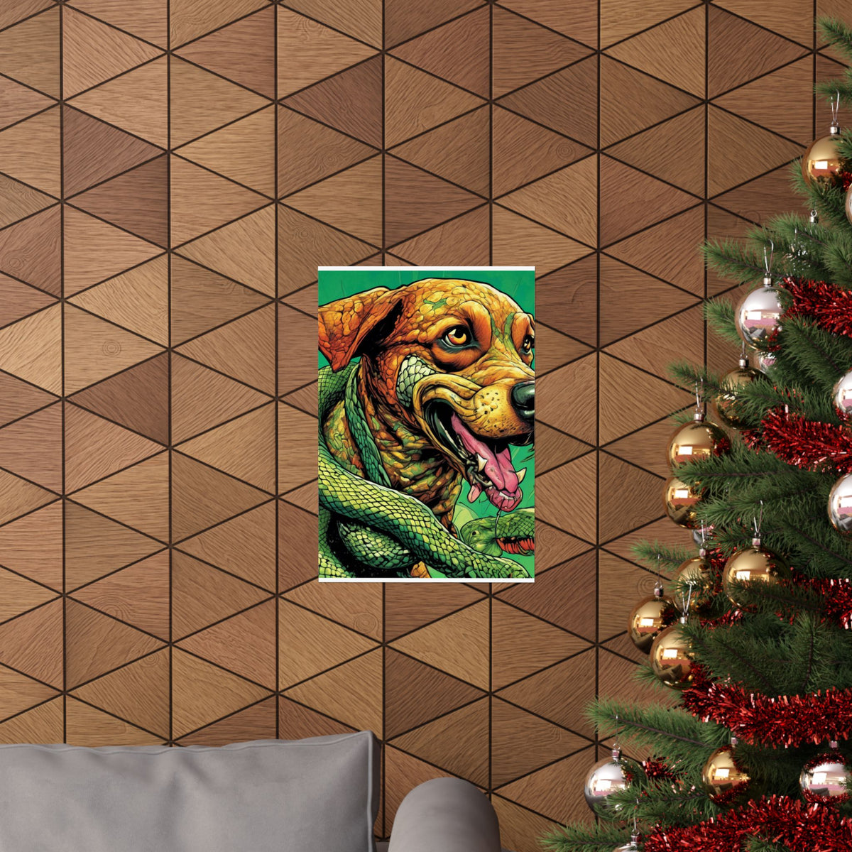 Serpent Guardian Dog Bold Fantasy Creature Art Poster
