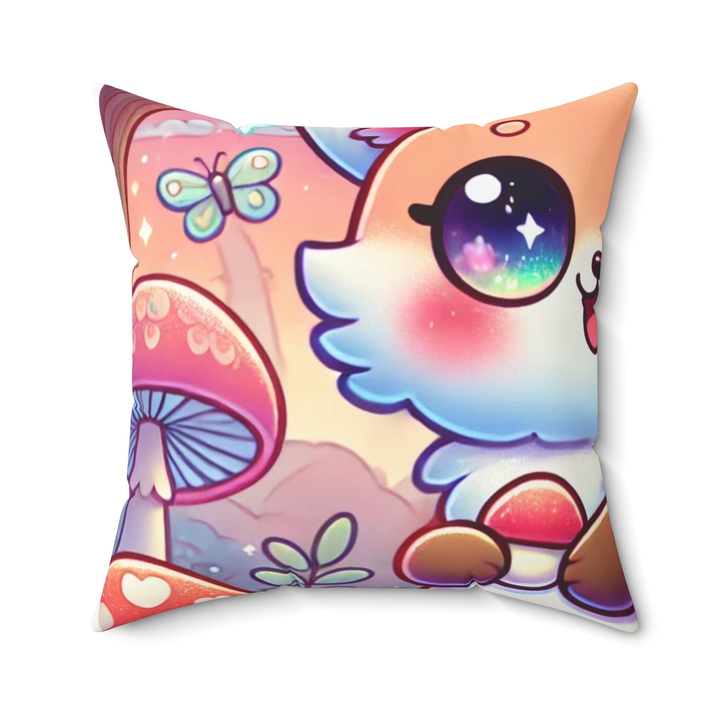 Pastel Woodland Fox Mushroom Kawaii Decorative Pillow