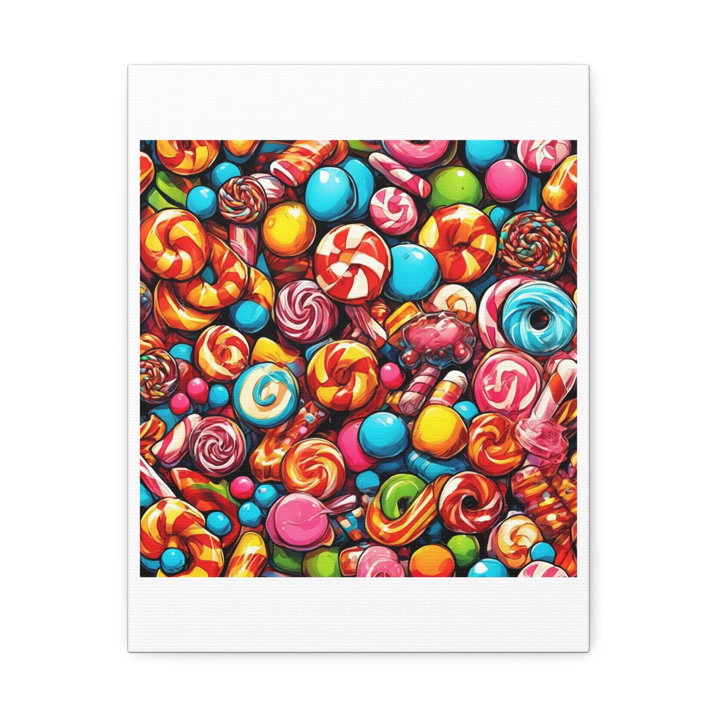 Colorful Candy and Lollipop Pattern Canvas