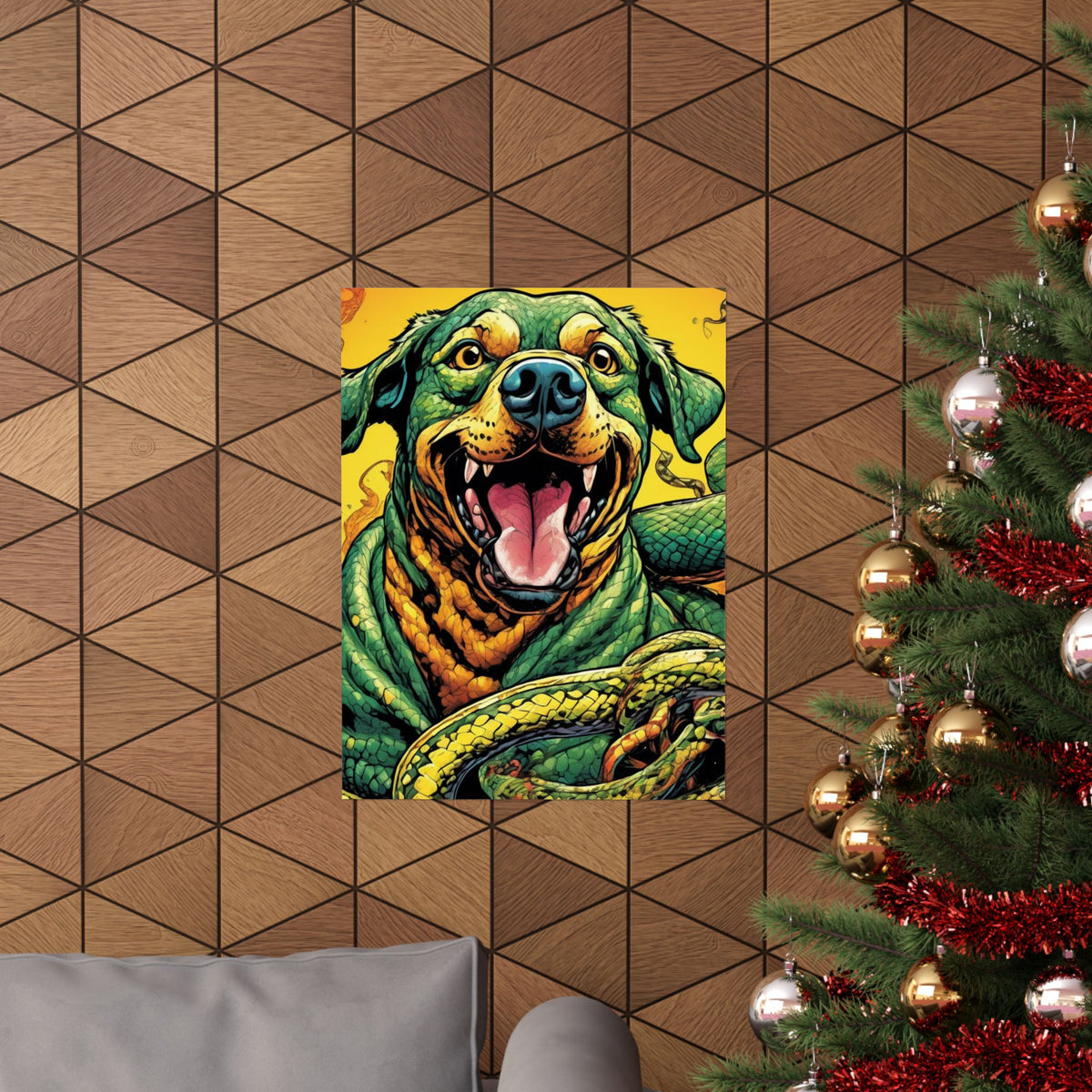 Surreal Serpent Hound Dark Fantasy Wall Art Poster