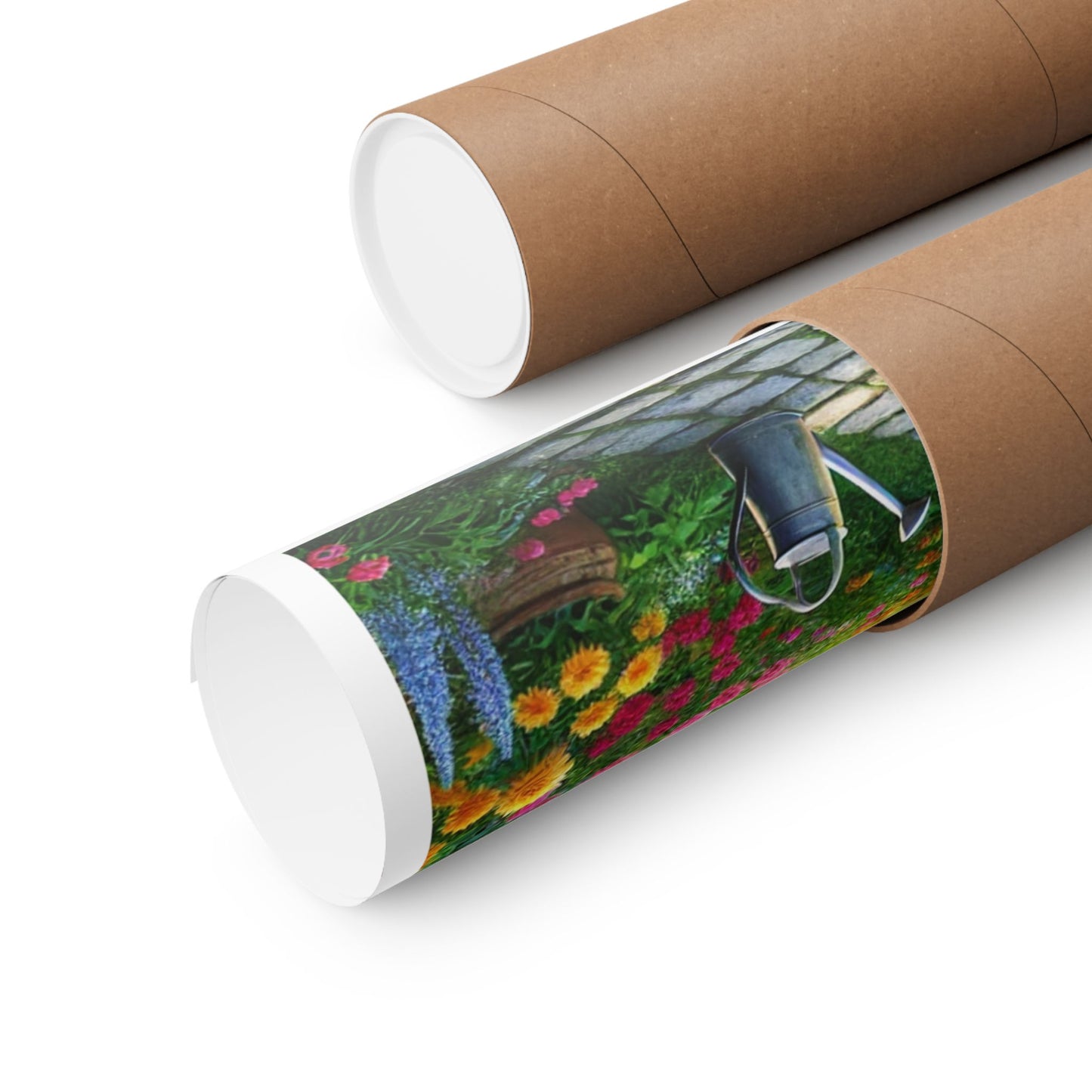 Sunlit Spring Flower Garden Bench Poster