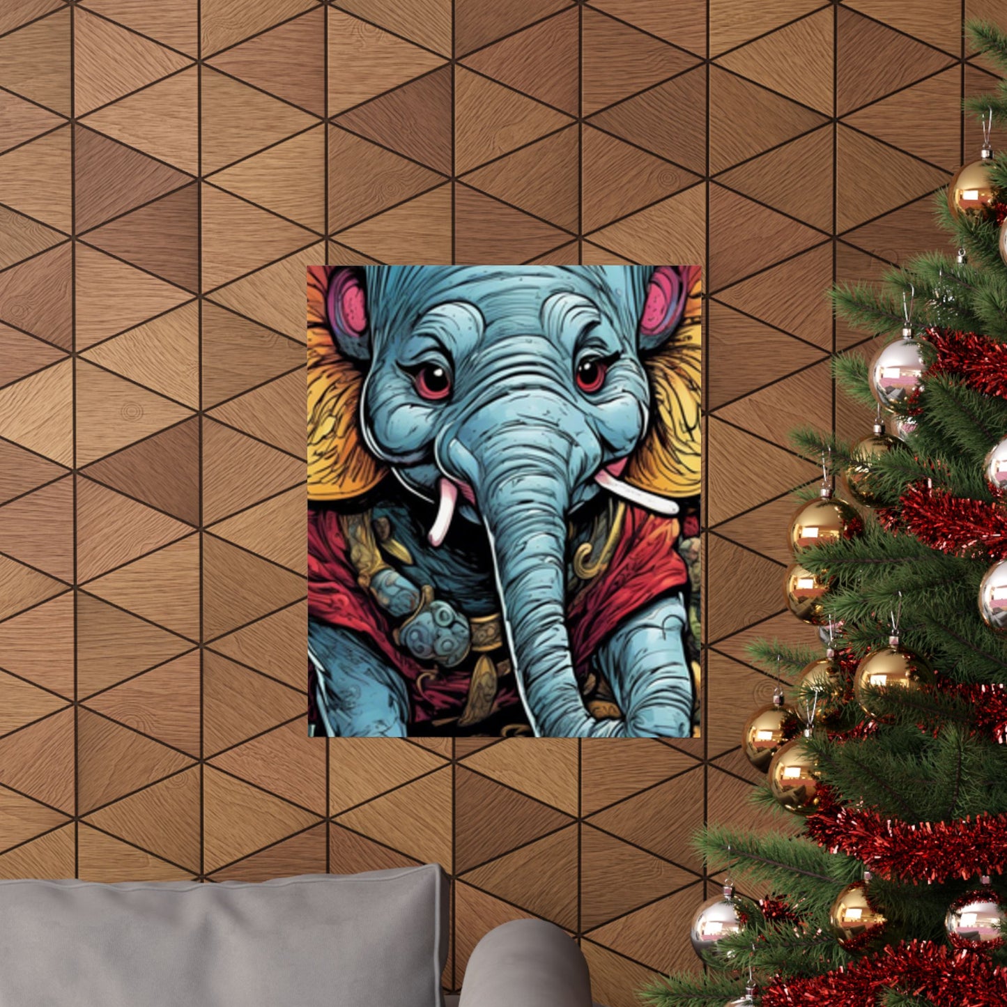 Colorful Elephant Garden Parade Wildlife Wall Art Poster