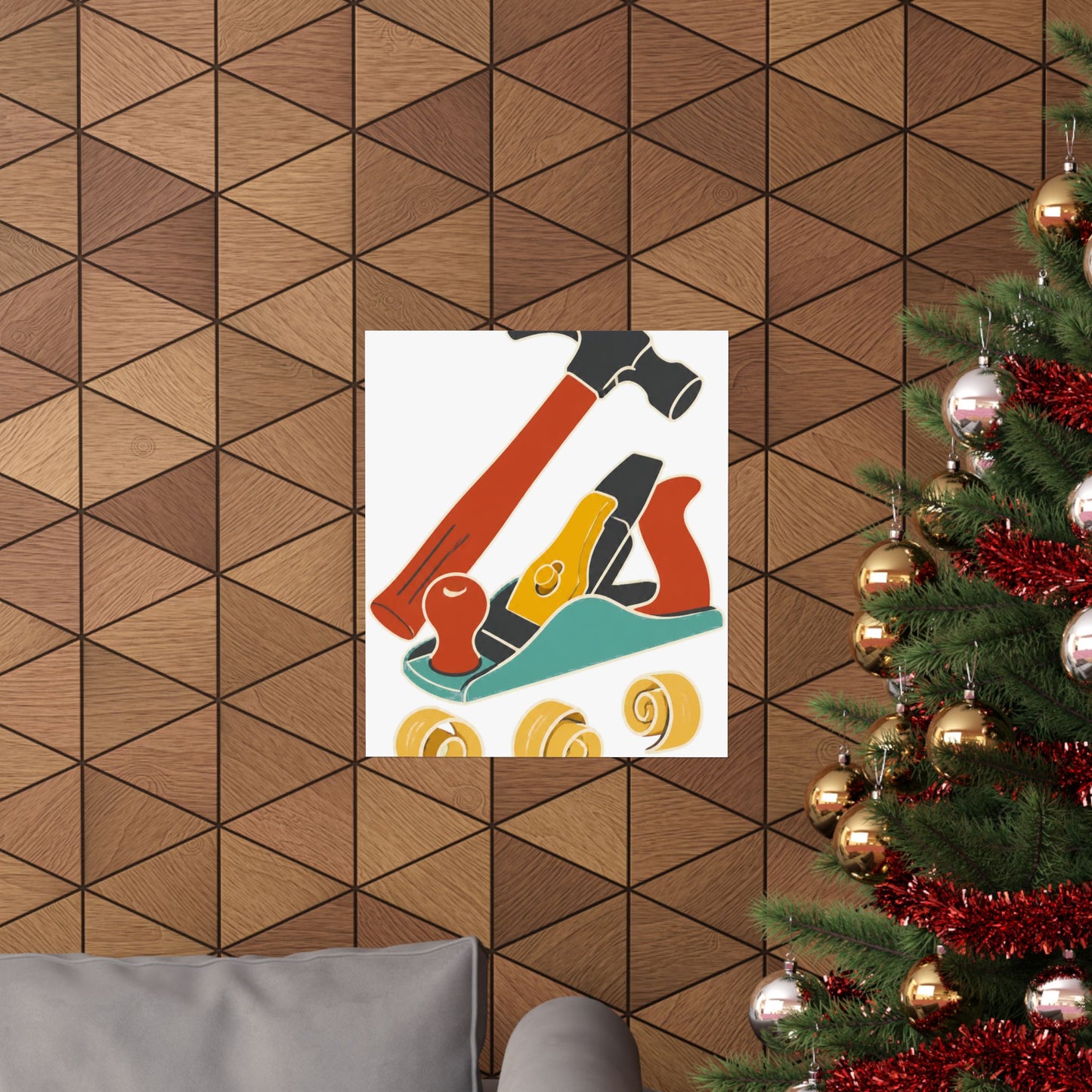 Carpenter Hammer Hand Plane Woodworking Art Poster