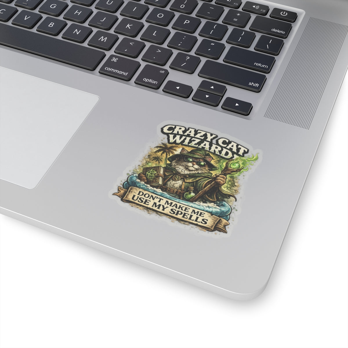 Crazy Cat Wizard Funny Fantasy Magic Sticker