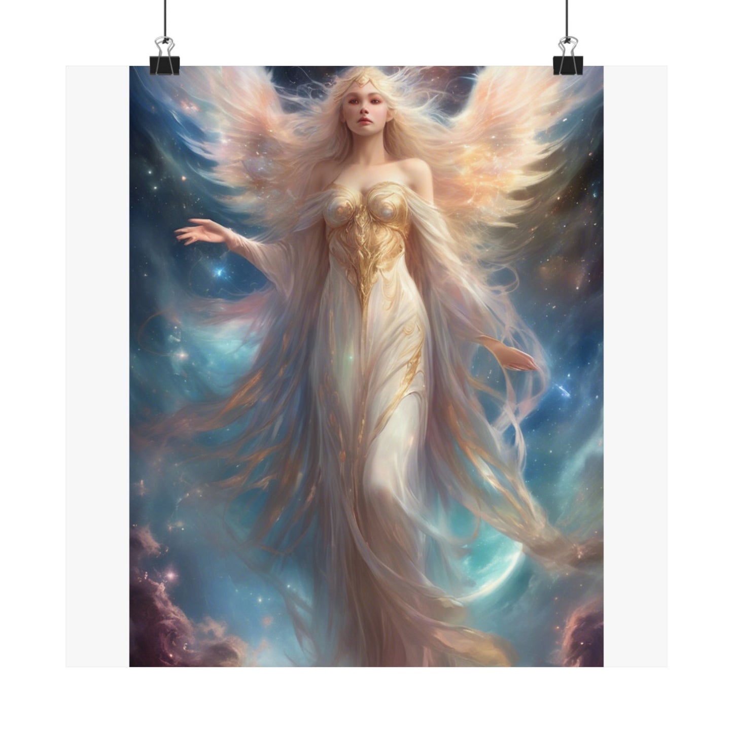 Celestial Winged Heroine Fantasy Portrait Poster