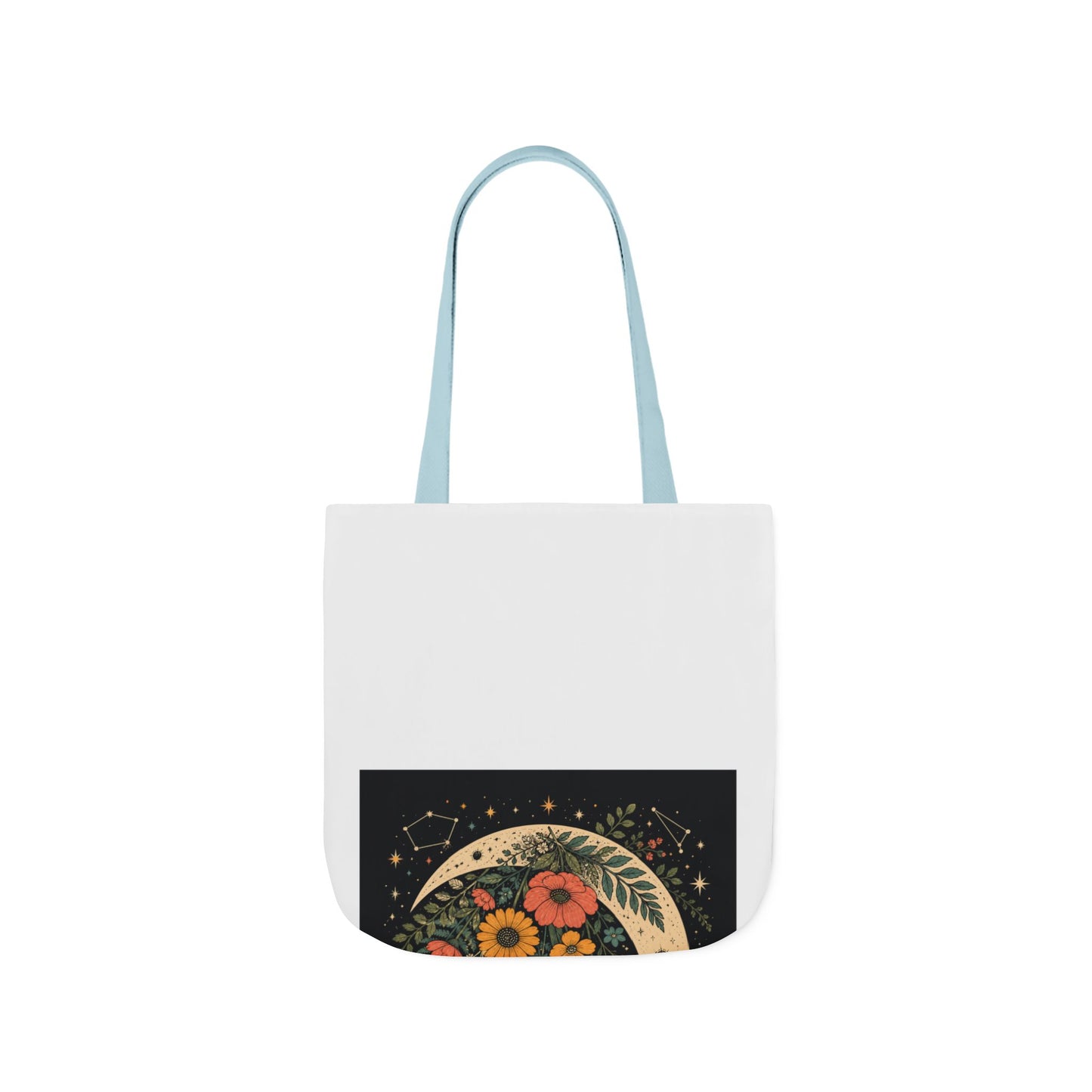 Celestial Wildflower Crescent Moon Botanical Tote Bag
