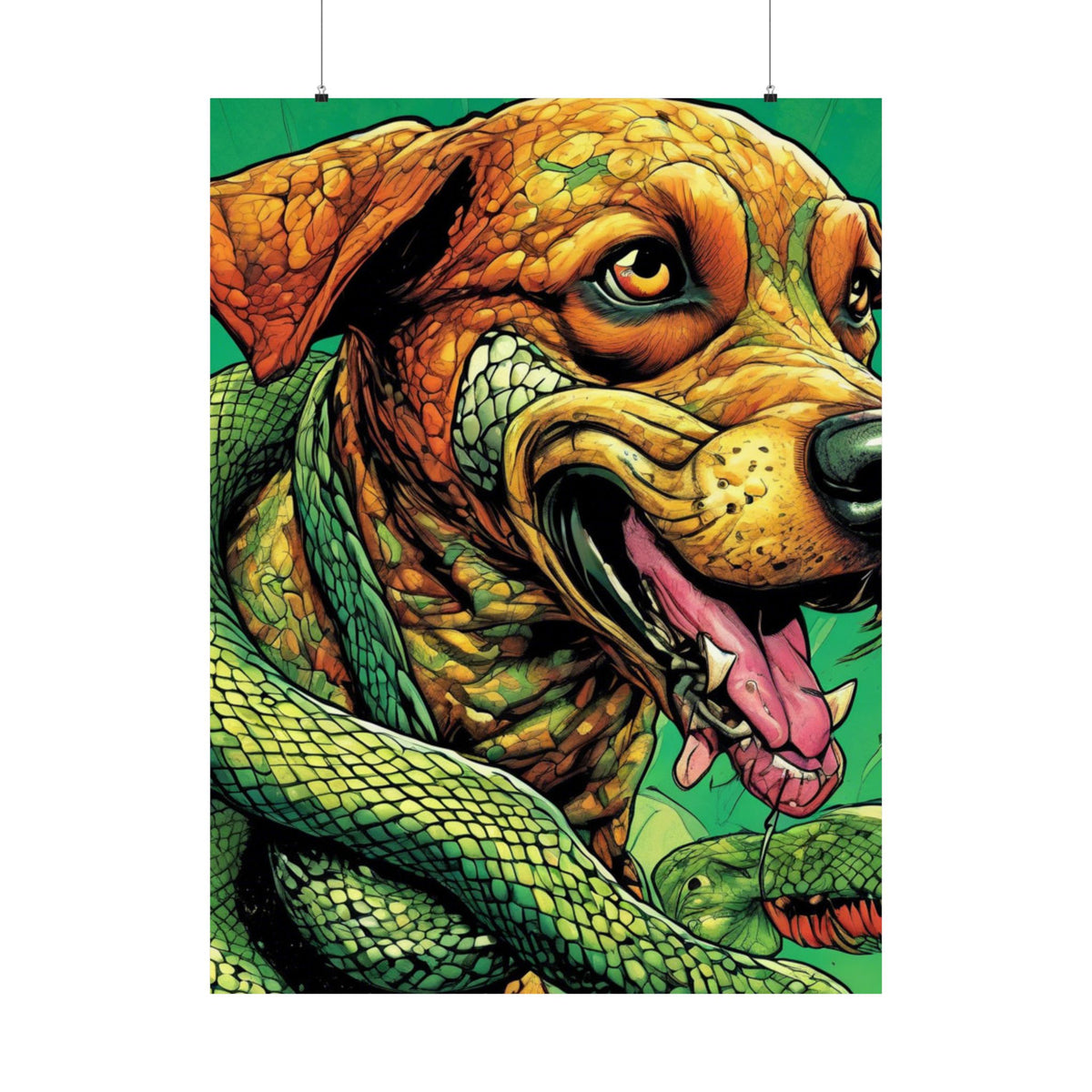 Serpent Guardian Dog Bold Fantasy Creature Art Poster