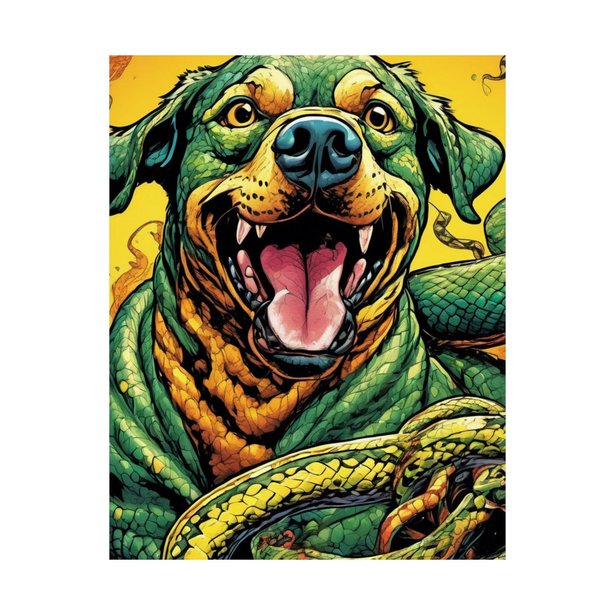 Surreal Serpent Hound Dark Fantasy Wall Art Poster
