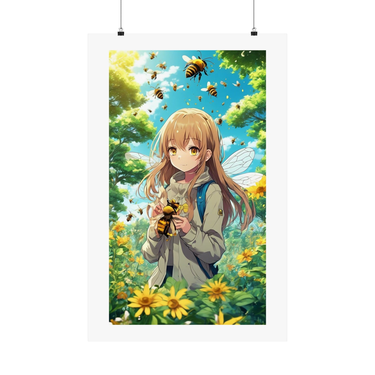 Bee Fairy Garden Anime Nature Art Poster