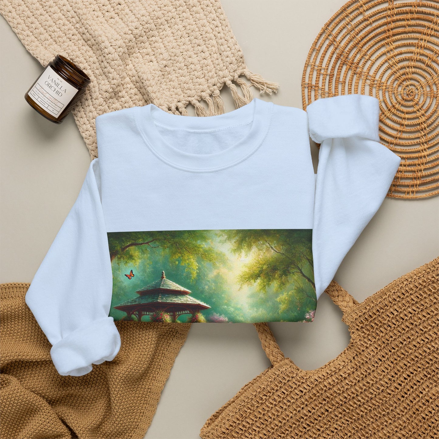 Spring Garden Gazebo Floral Landscape Sweatshirt