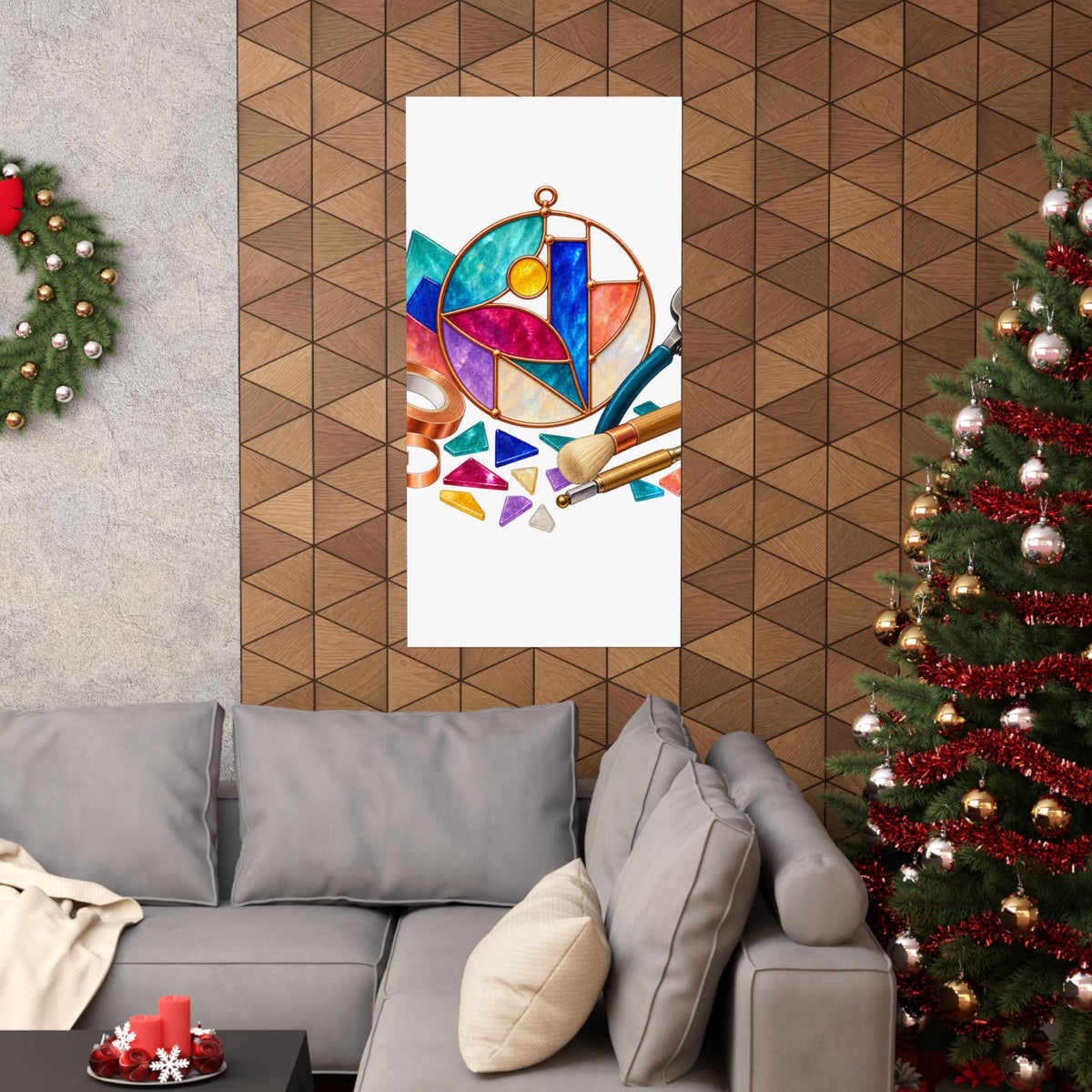 Abstract Stained Glass Suncatcher Workshop Poster