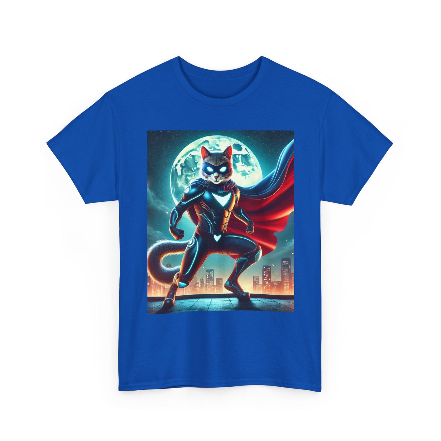 Superhero Cat T-Shirt Funny Graphic Tee with Cool Comic Style Design, Soft Cotton Casual Shirt Cat Lovers, Men, Women & Kids