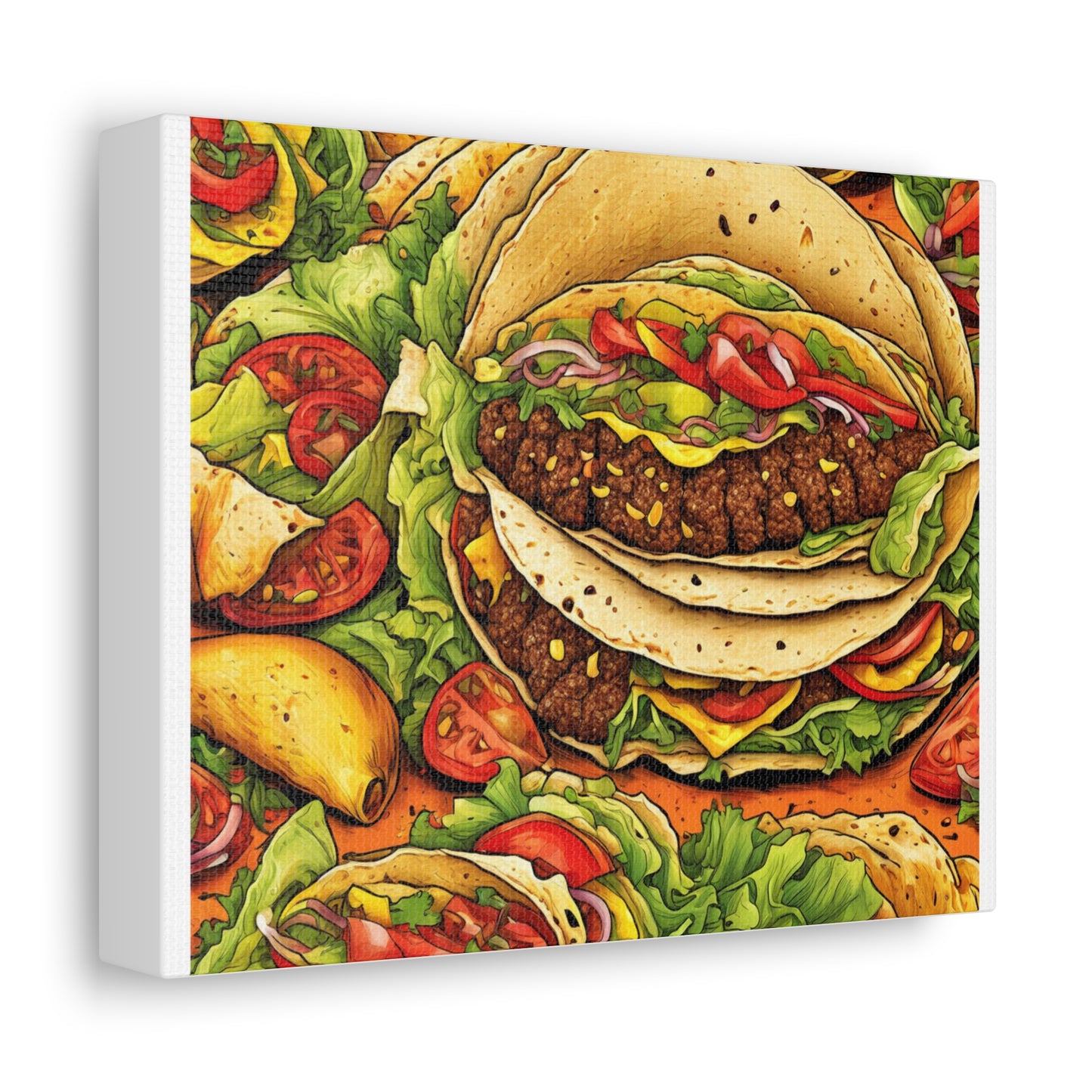Stacked Taco Fiesta Foodie Gift Art Canvas