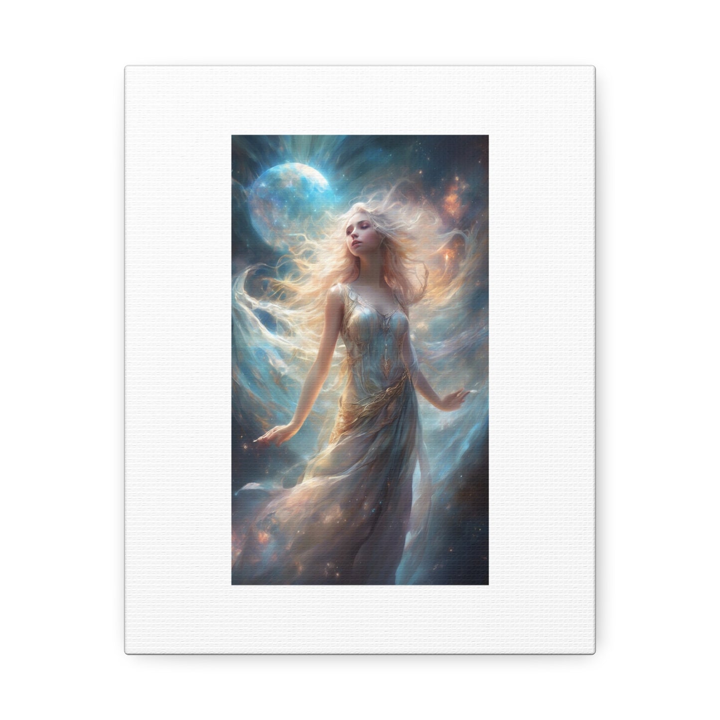 Moonlit Celestial Maiden Fantasy Portrait Canvas
