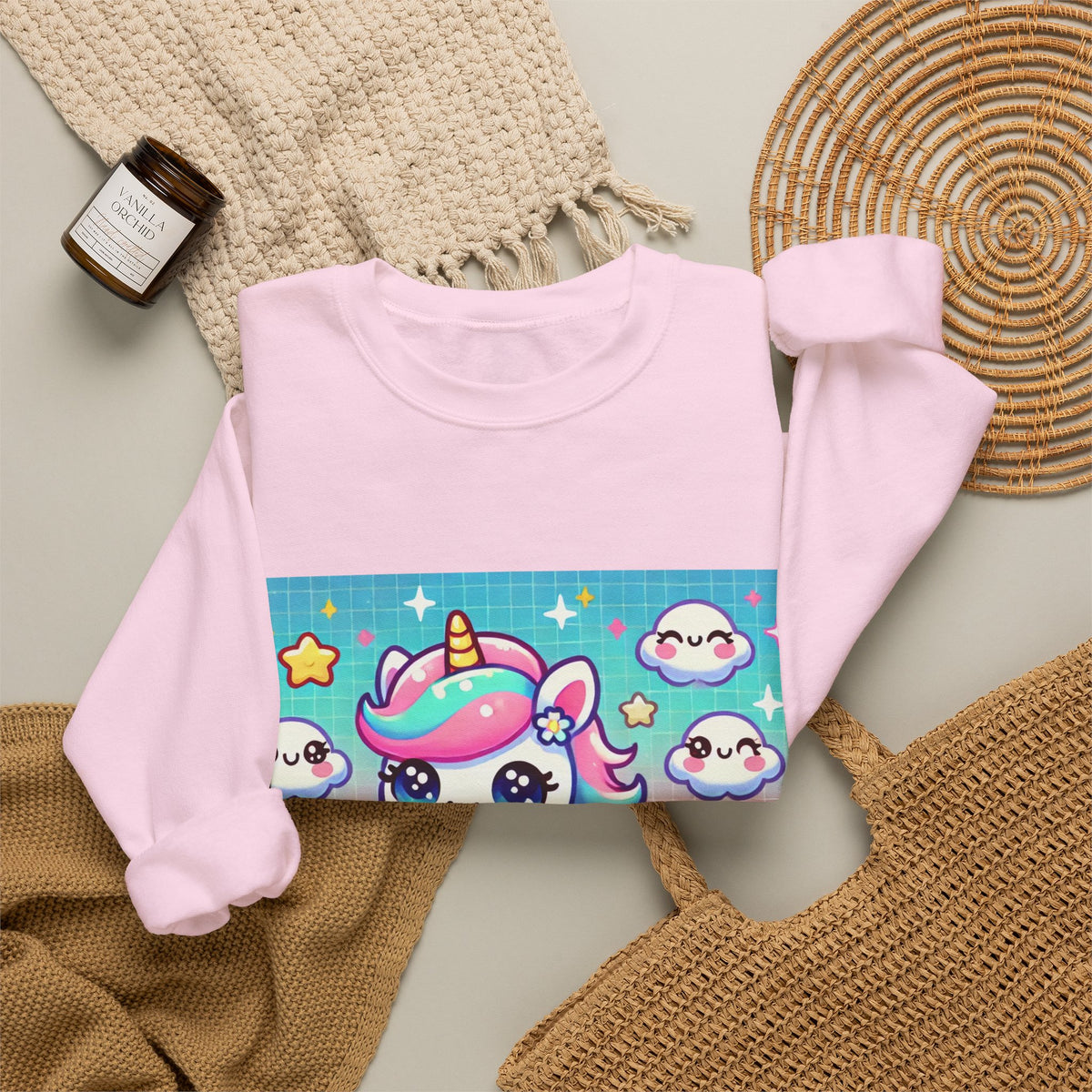 Pastel Rainbow Unicorn Cloud Kawaii Sweatshirt