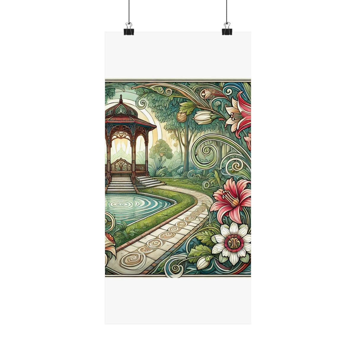 Botanical Gazebo Garden Art Nouveau Wall Art Poster