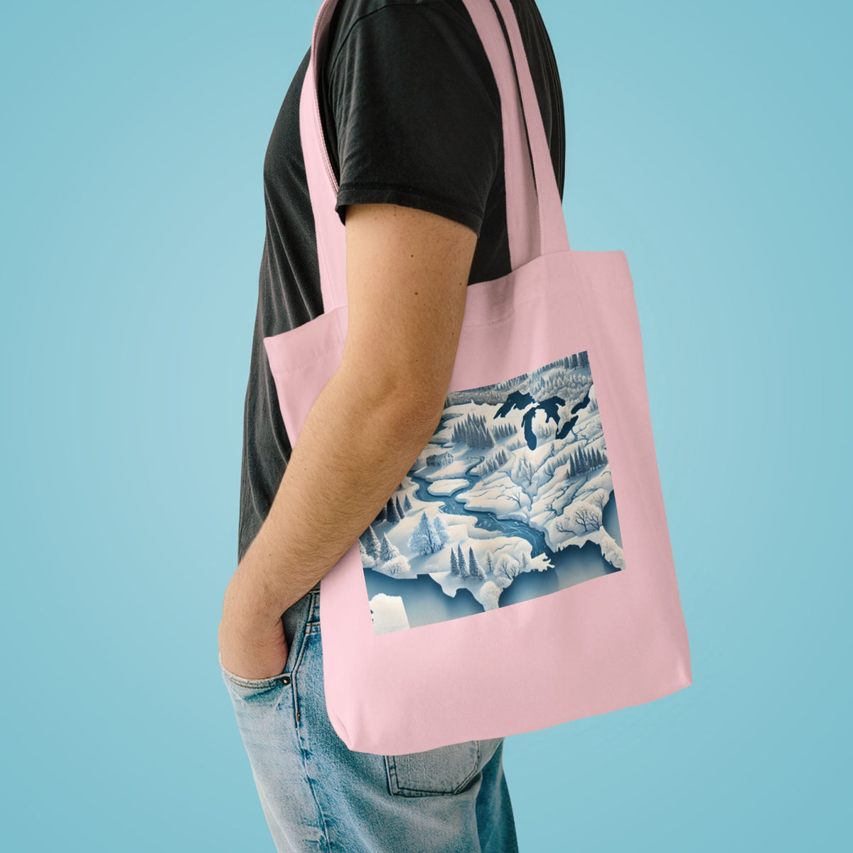 Winter USA Dreamscape Snowy Map Tote Bag Geography Travel Gift