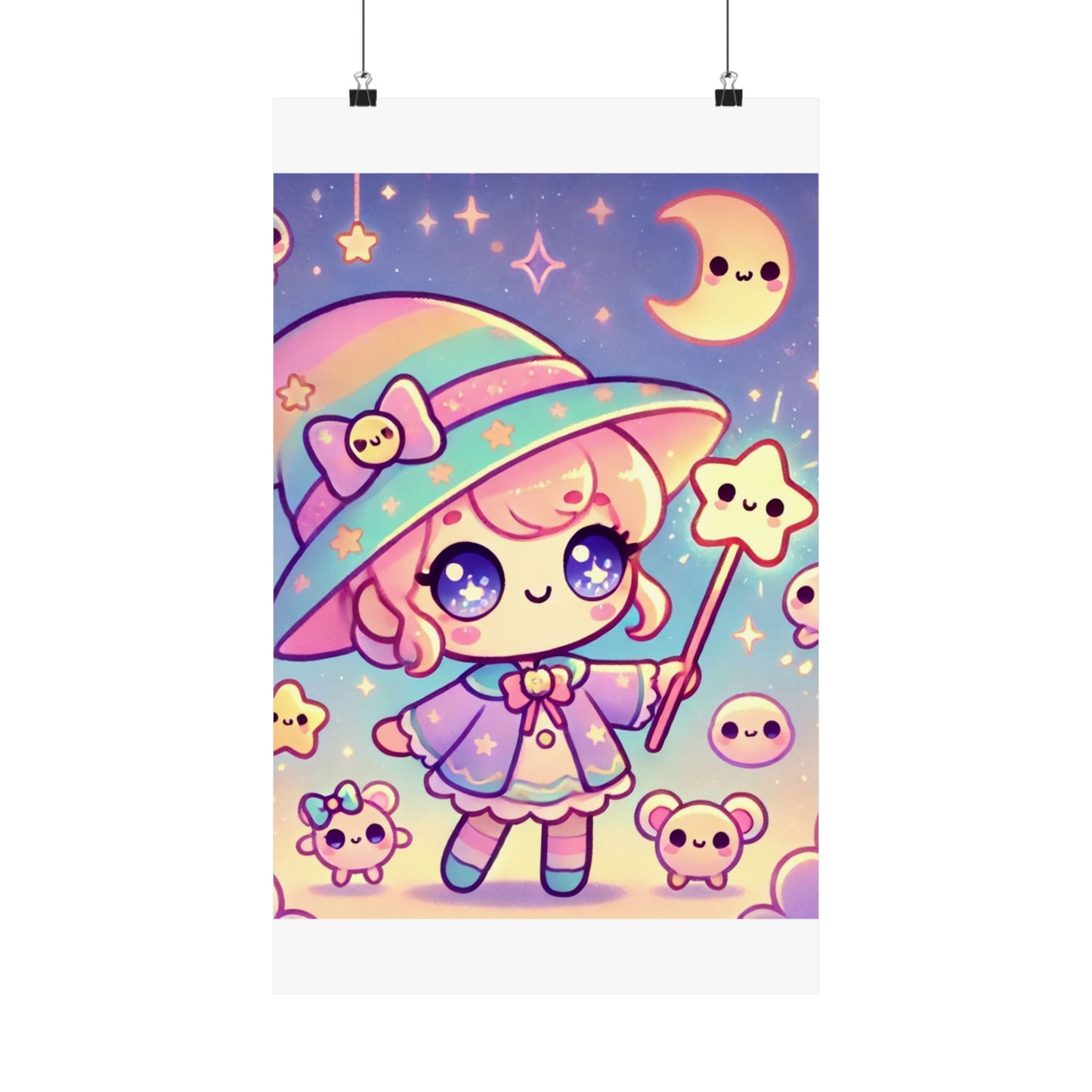 Kawaii Moon Wand Pastel Fantasy Wall Art Poster