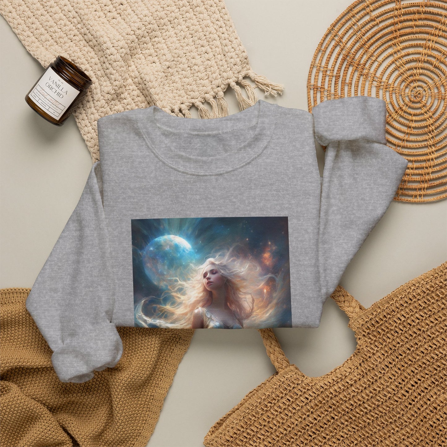 Moonlit Celestial Maiden Fantasy Portrait Sweatshirt