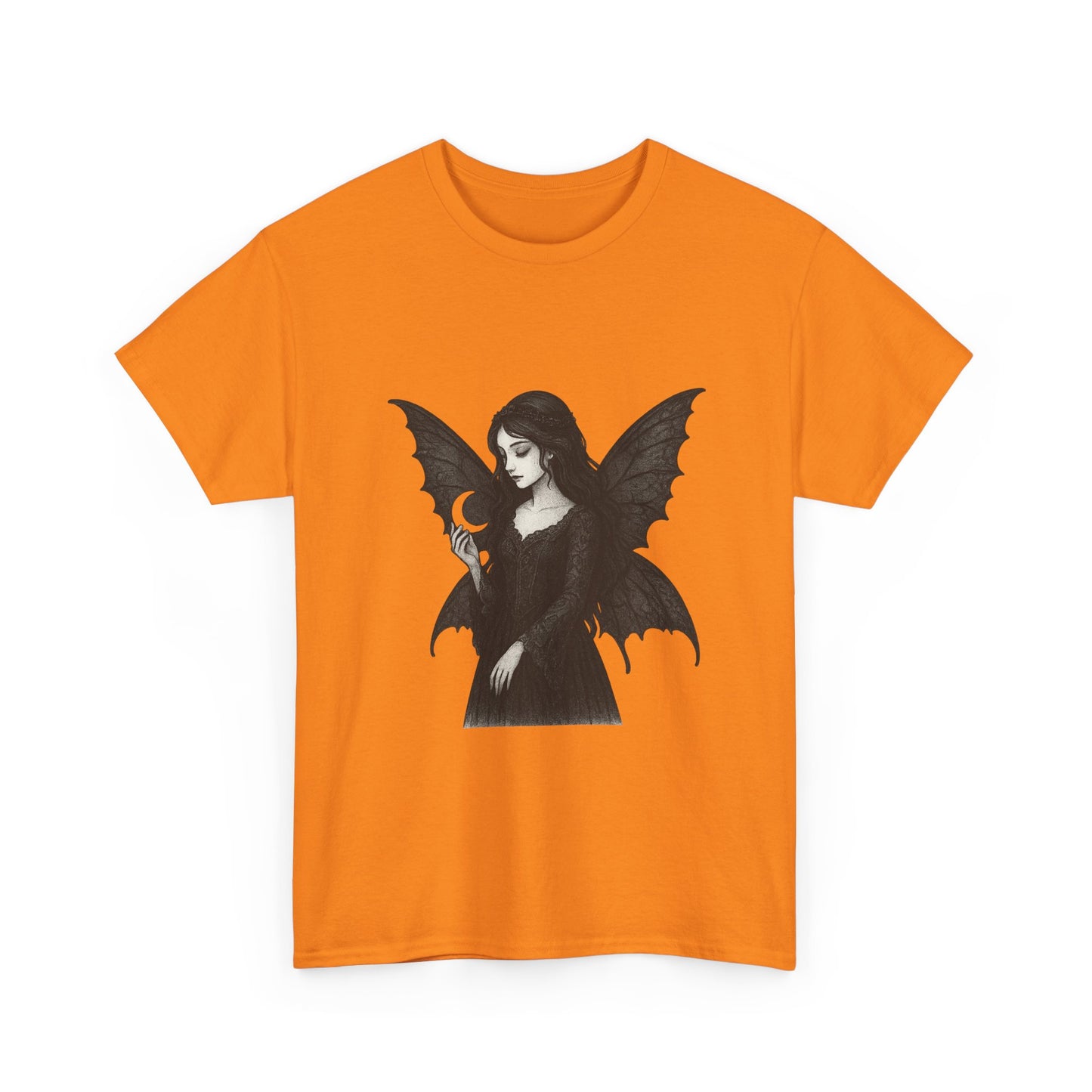 Gothic Fairy Tee, Unisex Cotton T-Shirt with Bat Wings, Forest Aesthetic Shirt, Perfect for Halloween, Casual Wear, Emo Witch