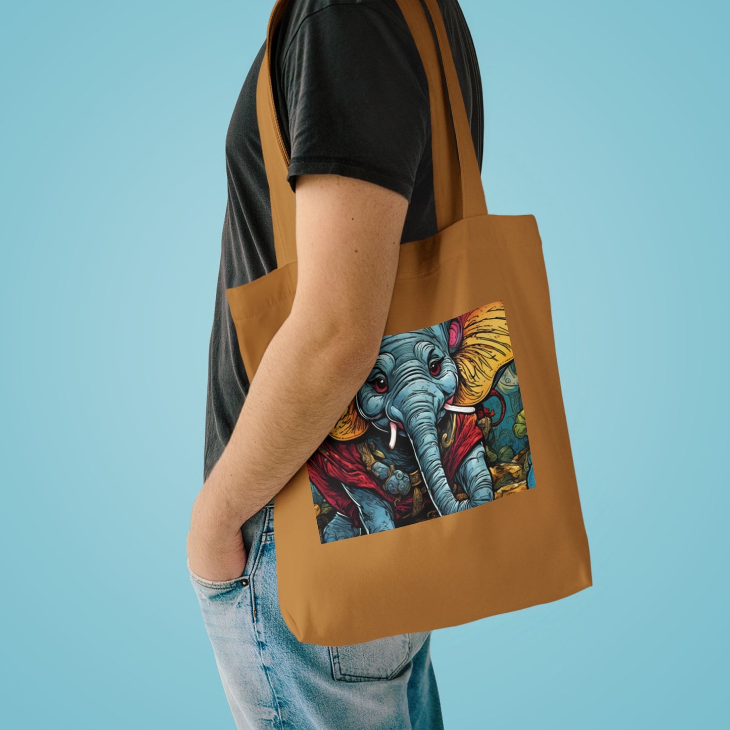 Colorful Elephant Garden Parade Animal Art Tote Bag for Gifts