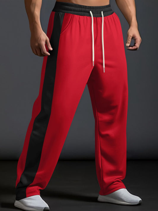 Men's Full Size Drawstring Contrast Wide Leg Pants Plus Size