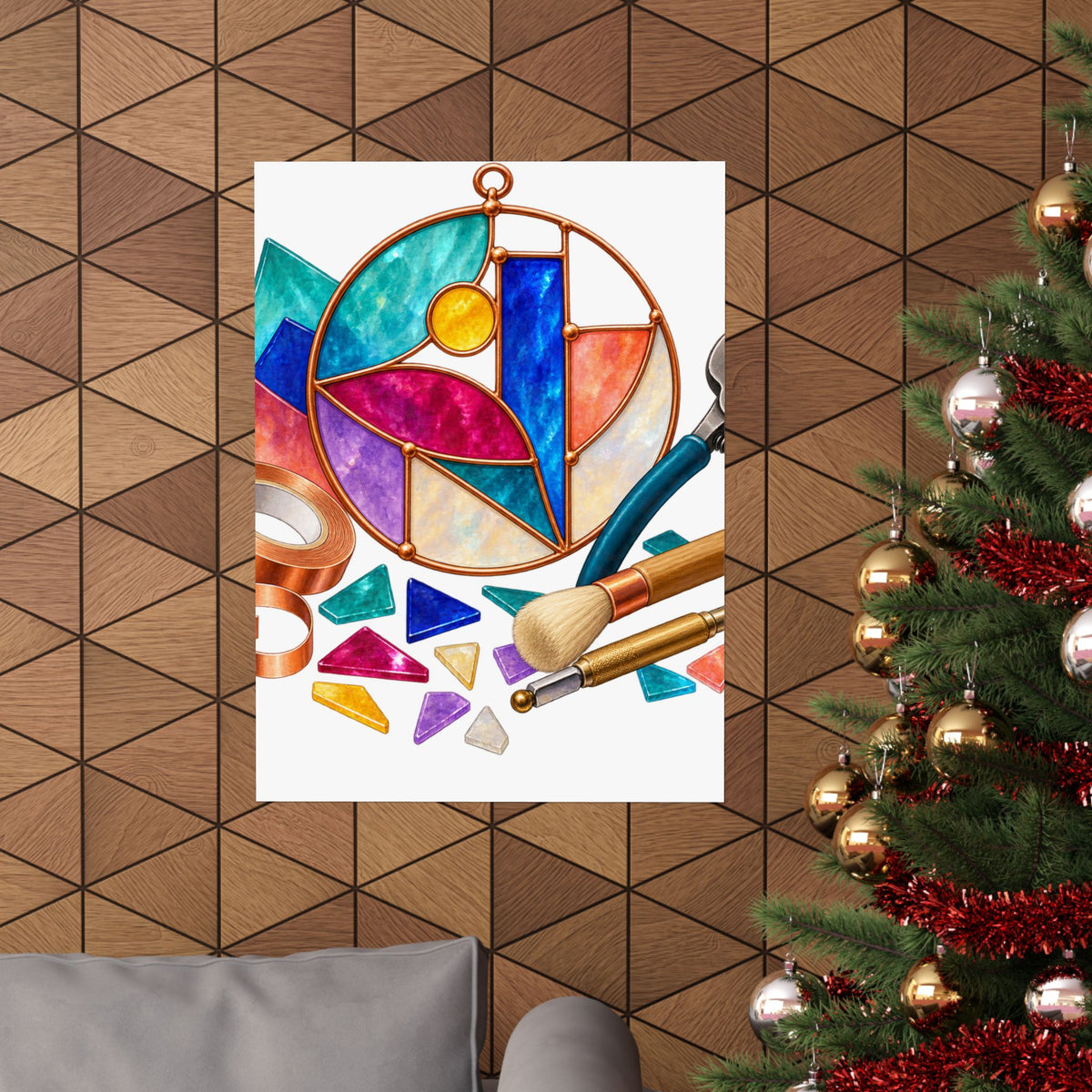 Abstract Stained Glass Suncatcher Workshop Poster