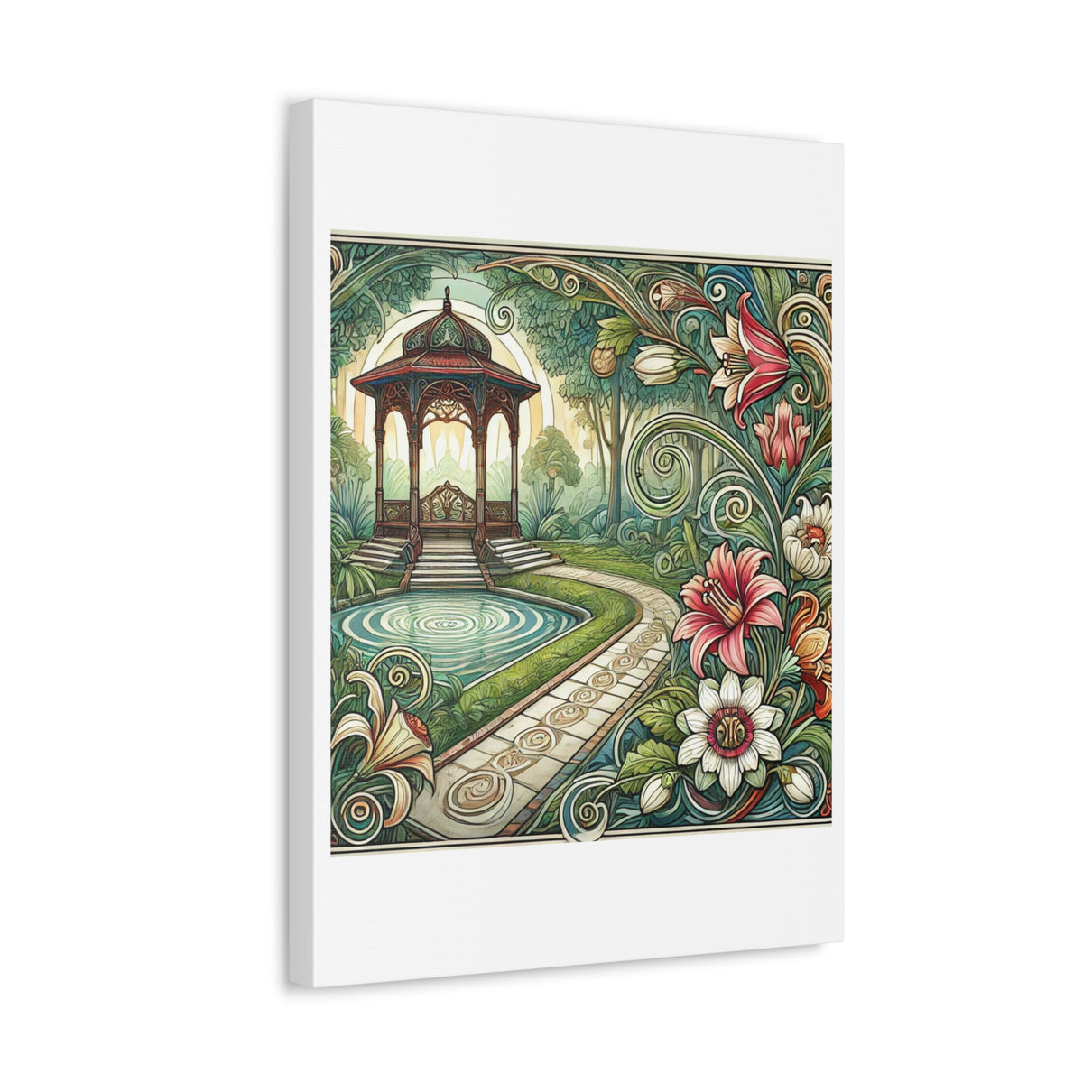 Botanical Gazebo Garden Art Nouveau Canvas Wall Art