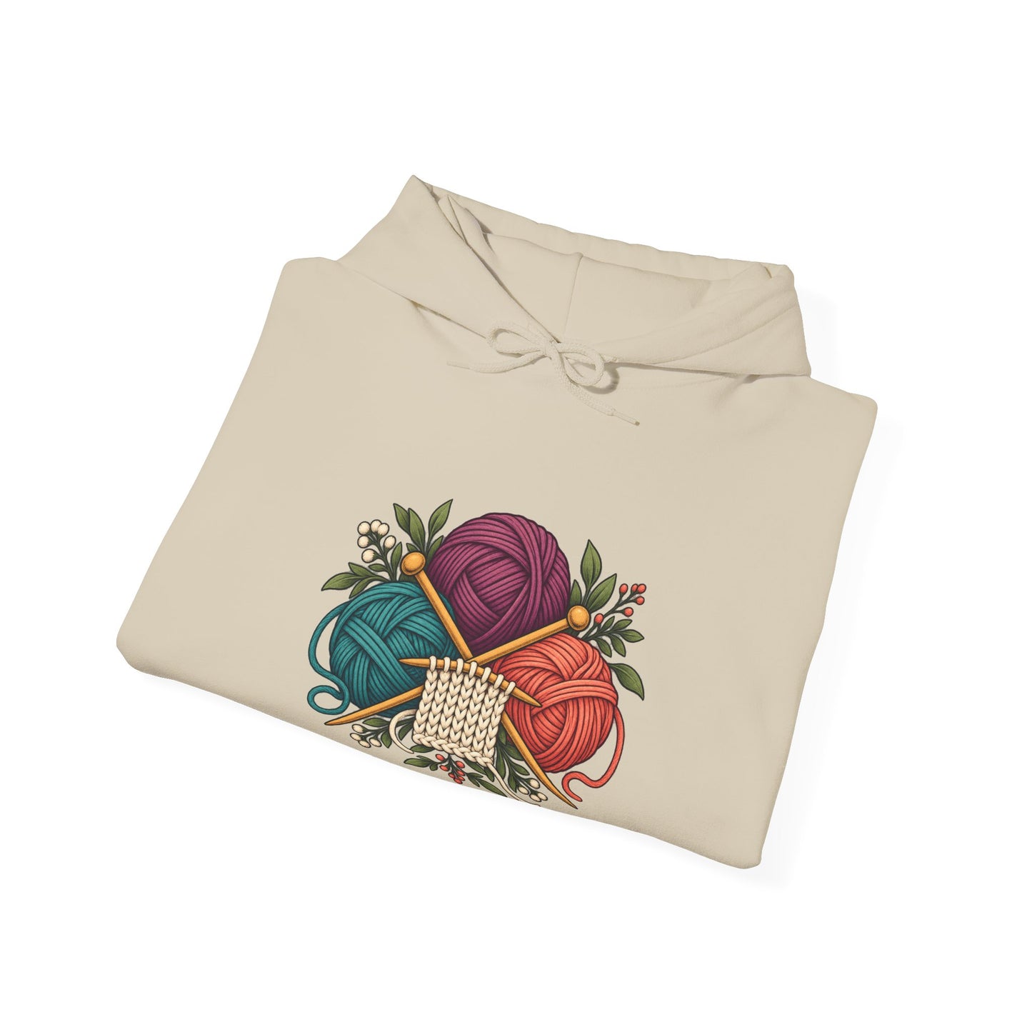 Retro Yarn and Knitting Botanical Art Hoodie