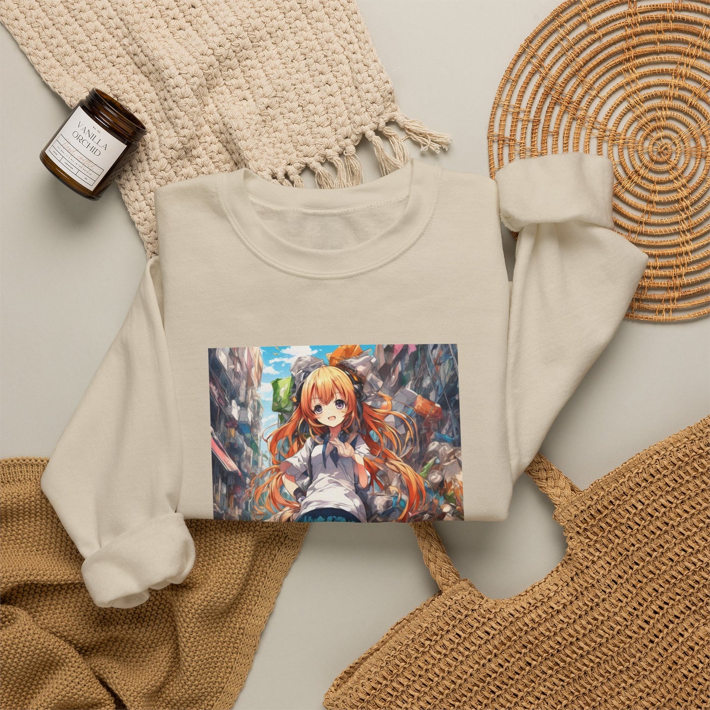 Recycling Rescue Anime Heroine Eco Street Art Sweatshirt
