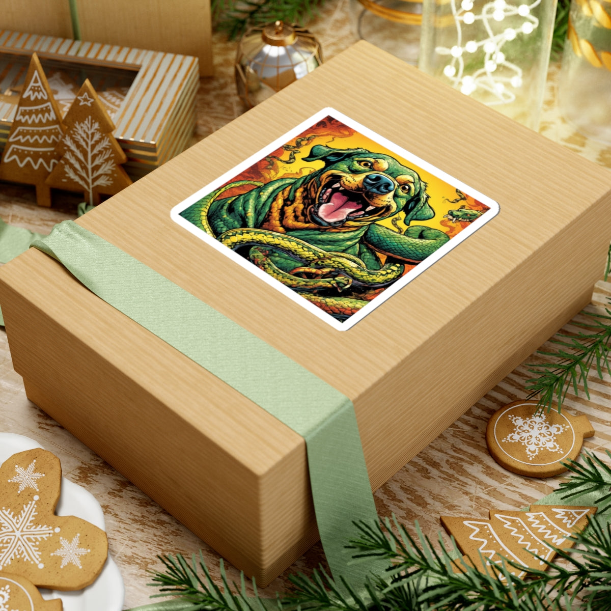 Surreal Serpent Hound Dark Fantasy Creature Sticker