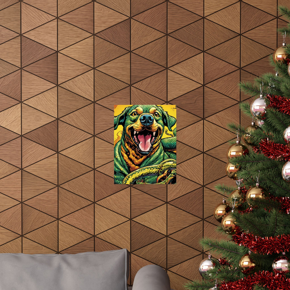 Surreal Serpent Hound Dark Fantasy Wall Art Poster
