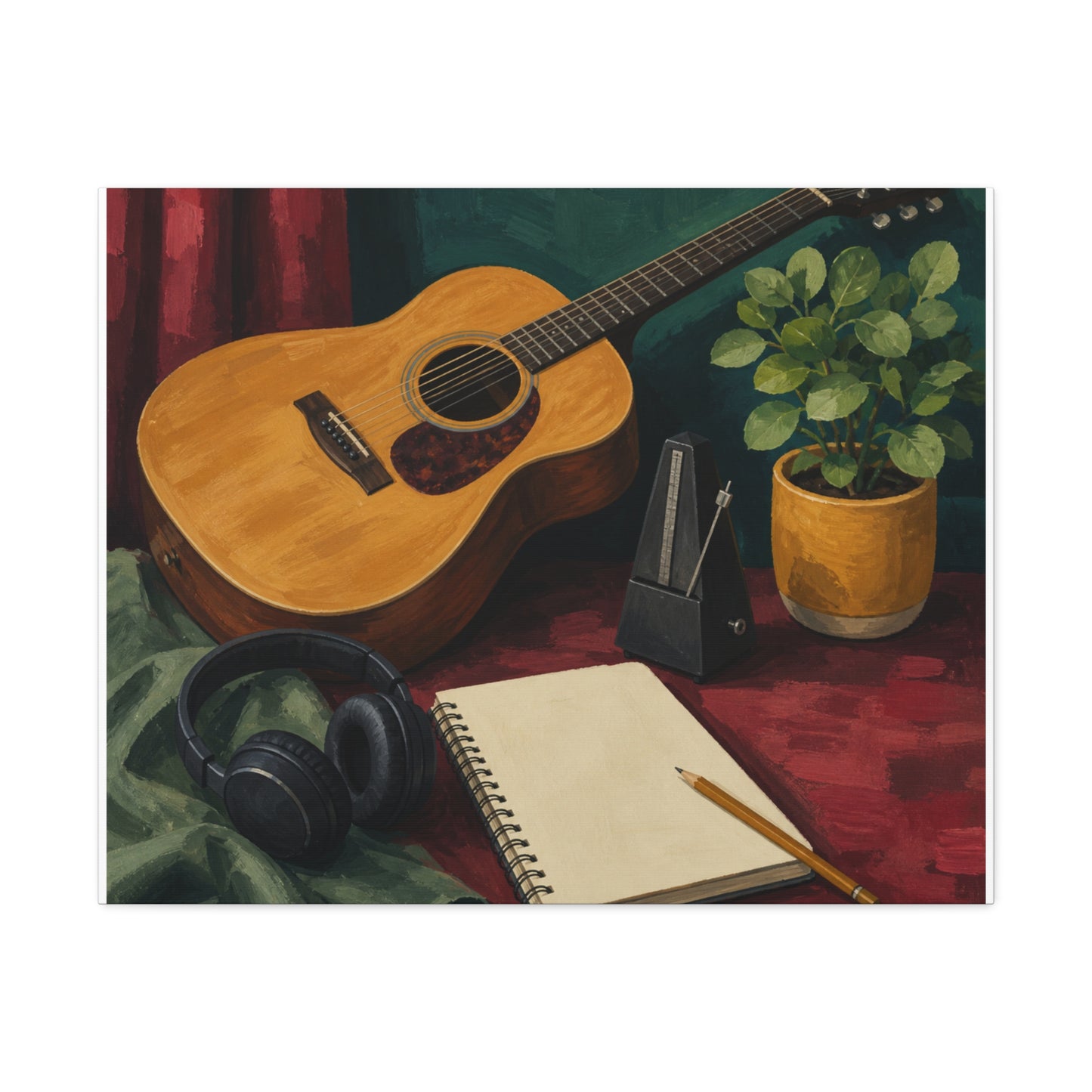 Cozy Acoustic Music Practice Art Canvas Art
